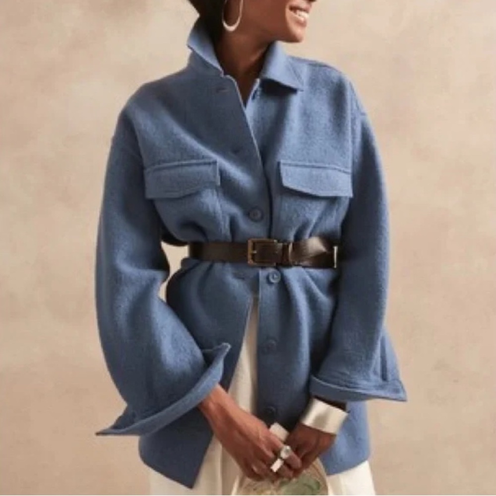Banana Republic Oversized Italian Wool Shirt Jacket Shacket size L larger